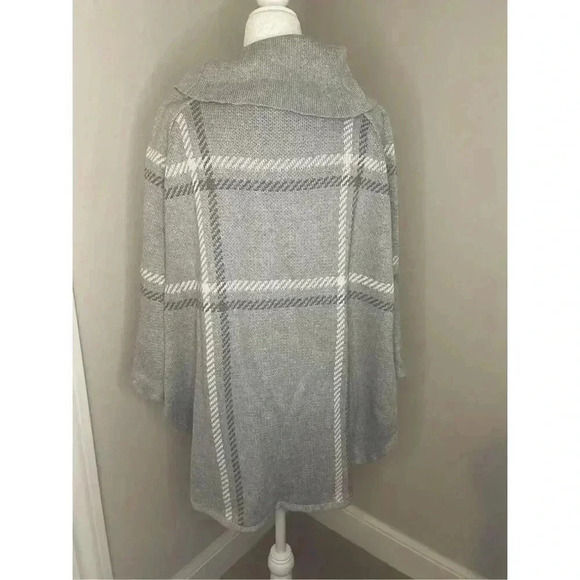 LOFT Gray Plaid Cowl Neck Sweater - Picture 3 of 6